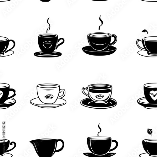 Chai tea tiled design, Chai tea repeating background illustration