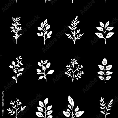 Collection of Chimichurri icons, Chimichurri vectorized seamless pattern