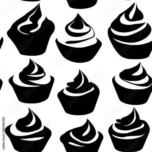 Collection of Chocolate mousse icons, Chocolate mousse vectorized seamless pattern