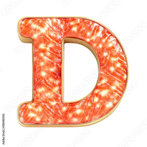 Letter D made of vibrant, glowing texture photo