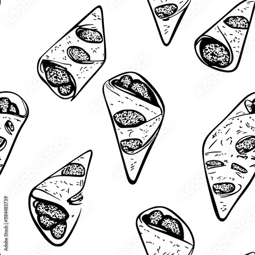 Falafel pita wrap tiled design, Falafel pita wrap repeating background illustration