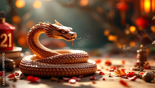 Chinese New Year Dragon Snake Figurine, Festive Decoration, 2024 Zodiac photo