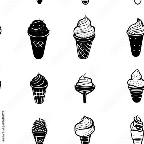 Gelato tiled design, Gelato repeating background illustration