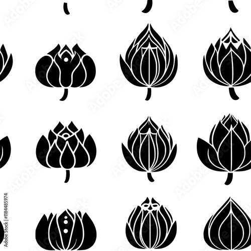 Lotus seeds tiled design, Lotus seeds repeating background illustration