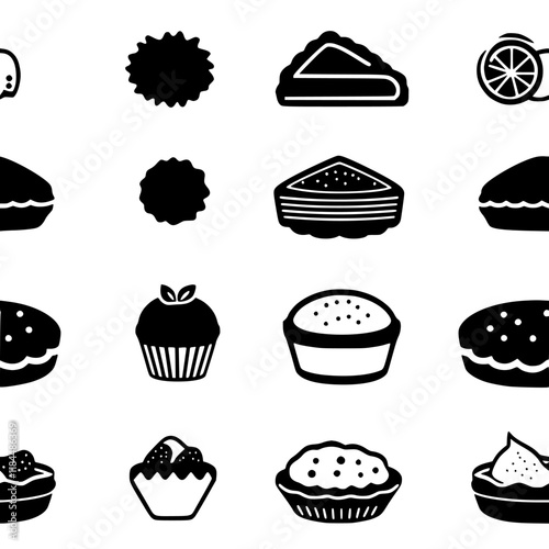 Collection of Mince pie continuous icon pattern, Mince pie vectorized artwork