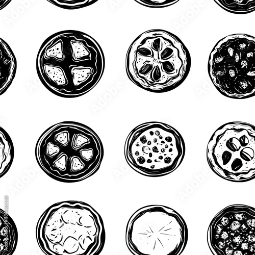 Mini Quiches tiled design, Mini Quiches repeating background illustration