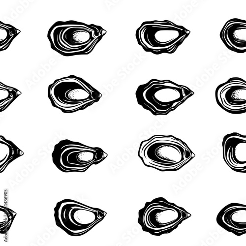 Collection of Oysters continuous icon pattern, Oysters vectorized artwork