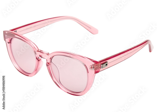 sunglasses with glass lenses is pink and looks stylish, isolated on transparent background.