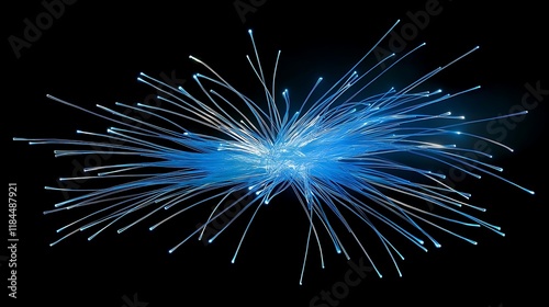 Luminous Blue Fiber Optics: A Dynamic Abstract Artwork