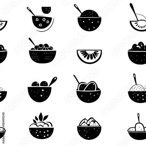 Collection of Watermelon Salad vector symbols, Watermelon Salad vectorized artwork