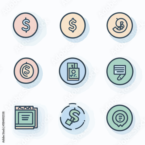 minimalistic graphic icon set money investment illustration