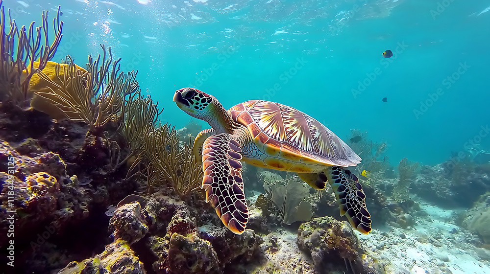A turtle swimming in the ocean. generated using AI A turtle swimming in the ocean. generated using AI