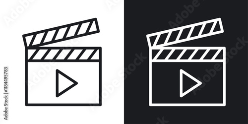 Film clapperboard icons. graphic vector icons set