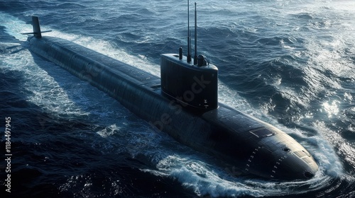 Exploring the capabilities of modern nuclear submarines on the water. photo