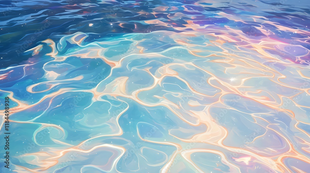 Fototapeta premium A mesmerizing ripple effect on the waters surface creates an enchanting display of color and light
