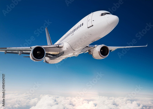 Un avion de pasajeros volando a traves de un cielo azul