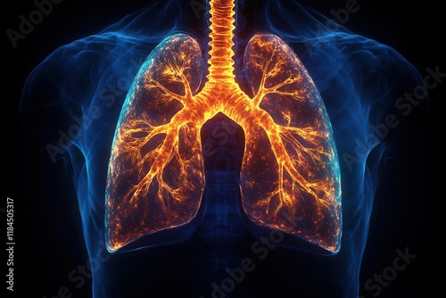 advanced medical 3d visualization of pulmonary biopsy procedure with detailed crosssectional view of male respiratory system in digital xray format photo