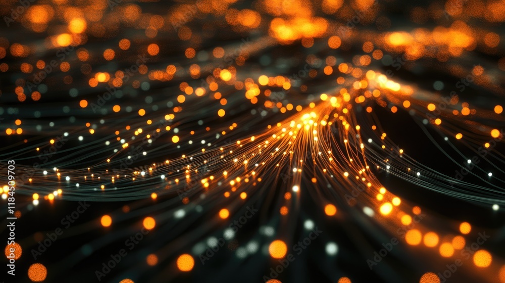 Obraz premium Abstract Lights Intertwining in a Vibrant Digital Flow