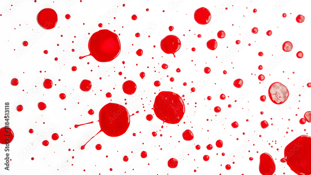 Blood splatter texture on white background. Generative AI Blood splatter texture on white background. Generative AI
