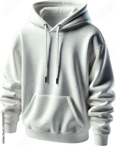 Realistic White Hoodie Representing Comfort And Casual Fashion with a white background