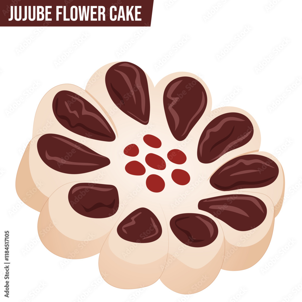 Obraz premium Jujube Flower Cake Isolated. Zao Hua Gao Chinese Lunar New Year Pastry