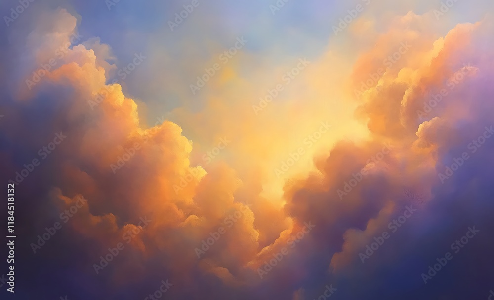 Golden Sunset Cloudscape: A Serene and Peaceful Sky Golden Sunset Cloudscape: A Serene and Peaceful Sky