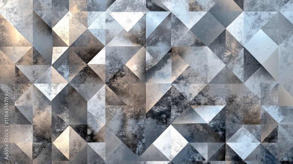 custom made wallpaper toronto digitalAbstract diamond pattern with geometric shapes and a shimmering silver finish