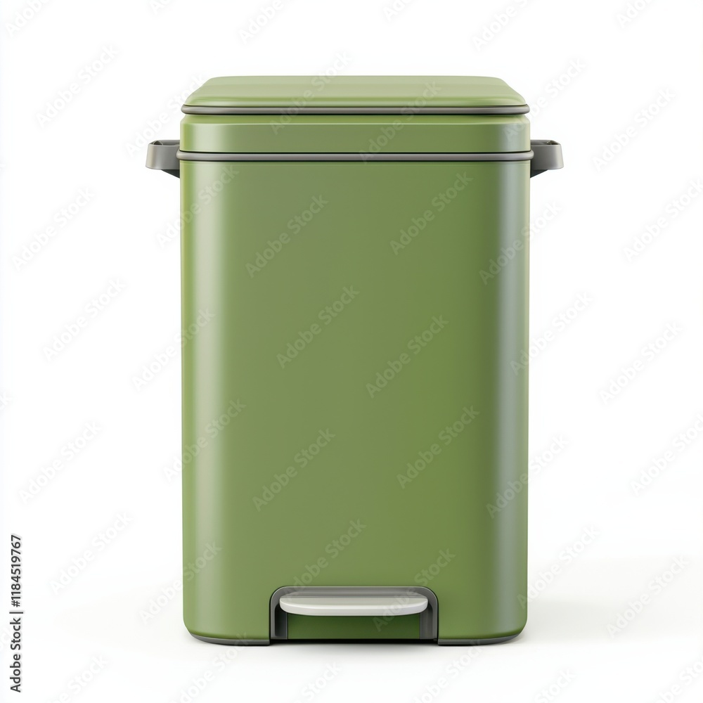 A sleek, green trash bin with a foot pedal for easy opening, designed for modern kitchens and eco-friendly living. A sleek, green trash bin with a foot pedal for easy opening, designed for modern kitchens and eco-friendly living.