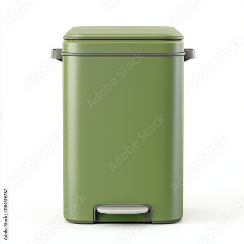 A sleek, green trash bin with a foot pedal for easy opening, designed for modern kitchens and eco-friendly living. photo