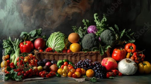 Vibrant Autumn Harvest: A Still Life of Fresh Produce