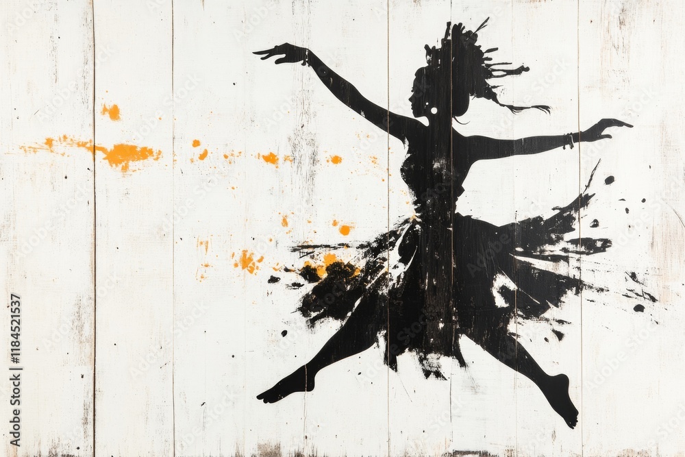 A clean silhouette of a Balinese dancer mid-performance, drawn in bold black strokes on a white canvas A clean silhouette of a Balinese dancer mid-performance, drawn in bold black strokes on a white canvas