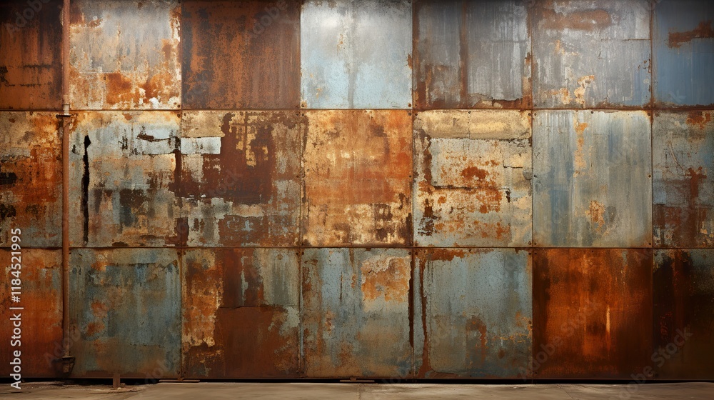 Naklejka premium Metal rust and zinc steel wall texture abstract surface background with world map 