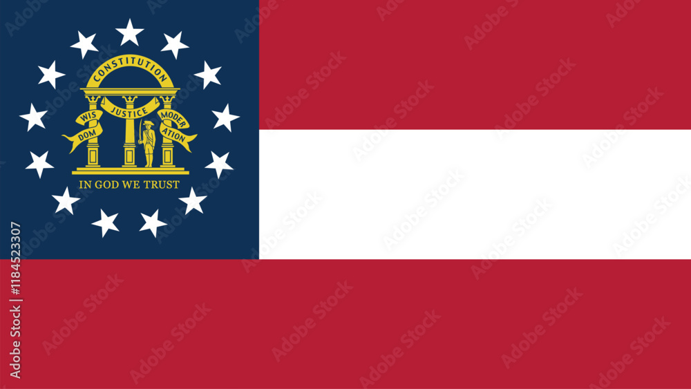 Obraz premium Georgia US State Flag Vector Illustration