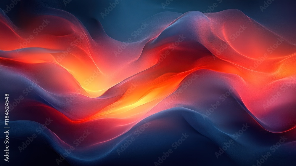 Obraz premium Abstract red and blue glowing wave pattern.