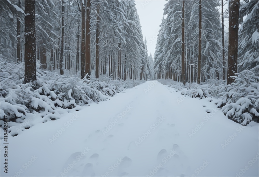 Fototapeta premium winter forest in the snow