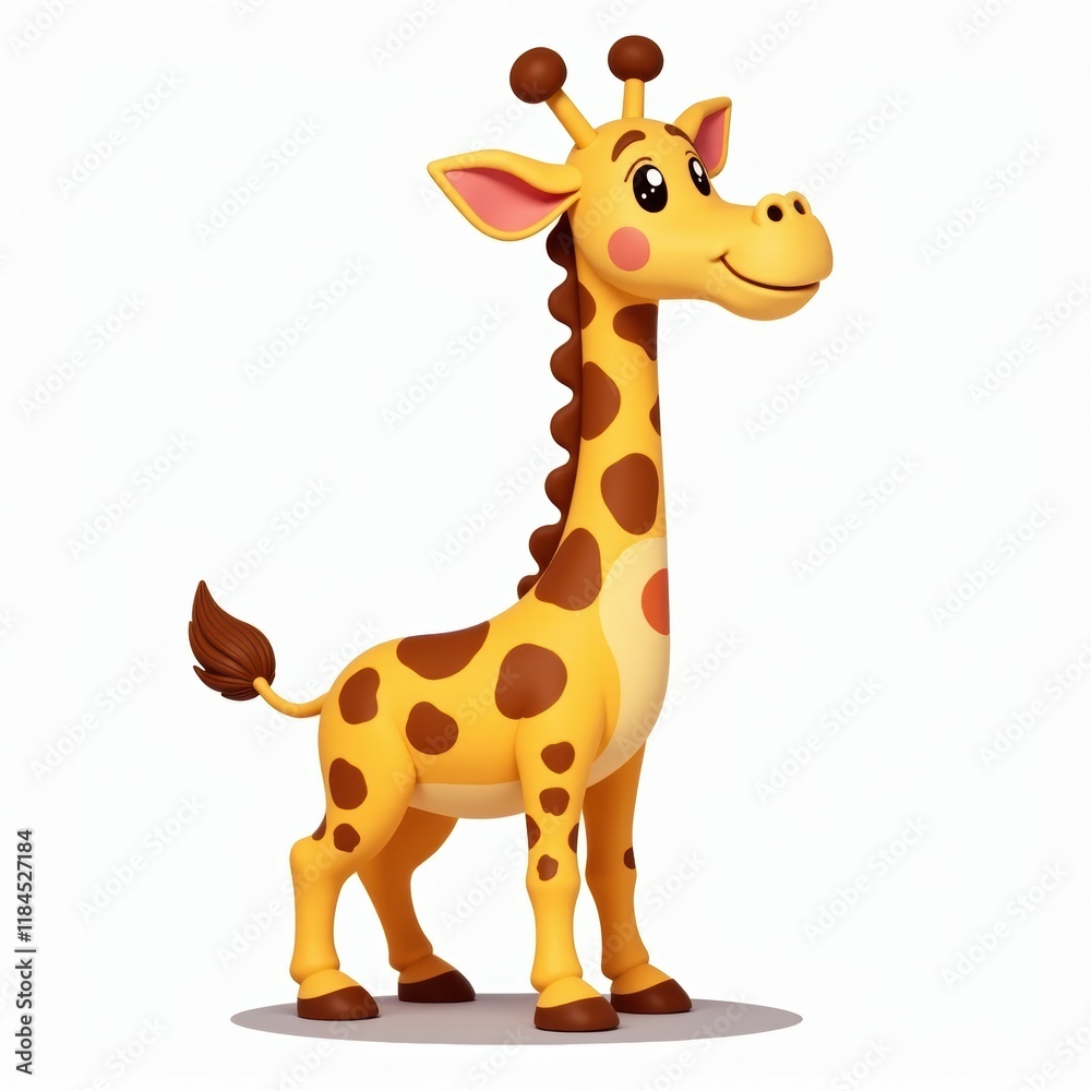 Fototapeta premium Adorable Cartoon Giraffe 3D Render, isolated background