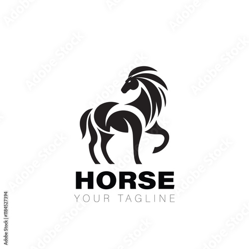 Horse Logo Vector Design on White Background photo