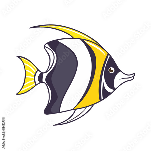 moorish idol vector icon, fish vector illustration - simple illustration of moorish idol perfect for logos, and fish - themed designs.