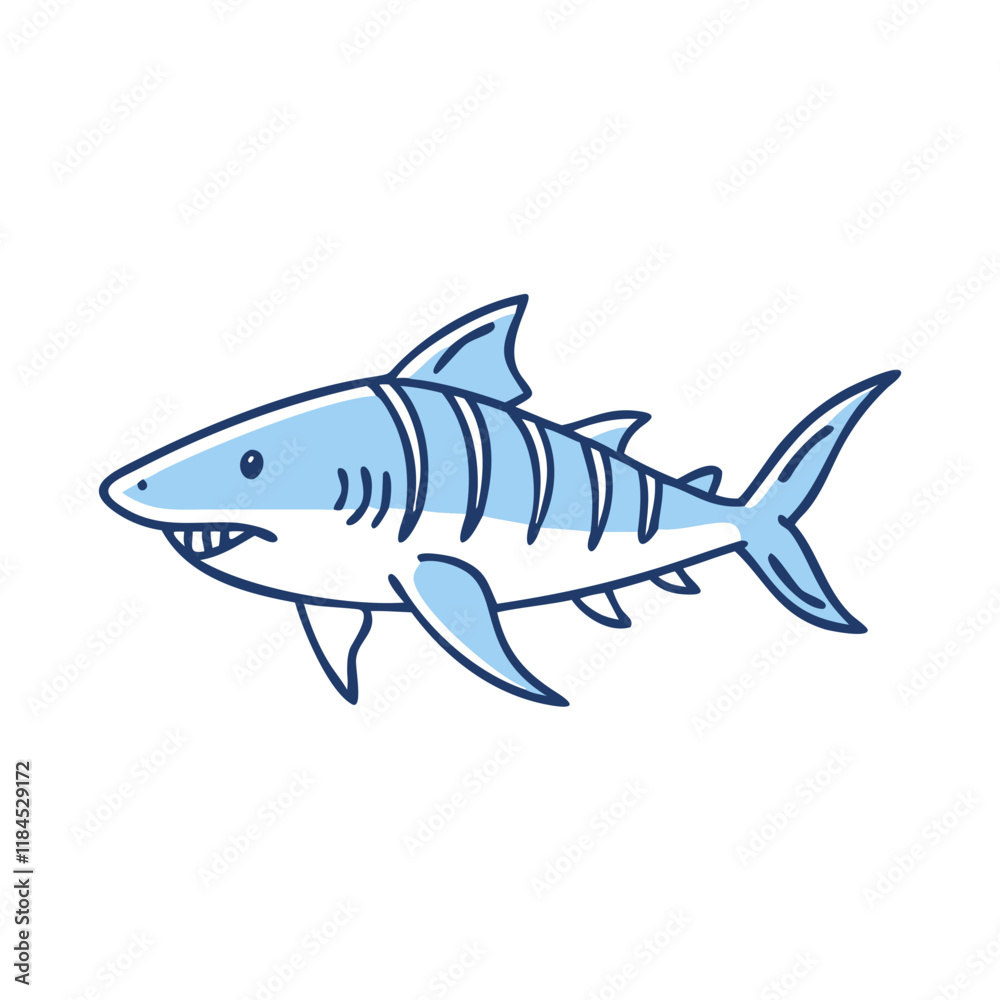 tiger shark vector icon, fish vector illustration - simple illustration of tiger shark perfect for logos, and fish - themed designs. tiger shark vector icon, fish vector illustration - simple illustration of tiger shark perfect for logos, and fish - themed designs.
