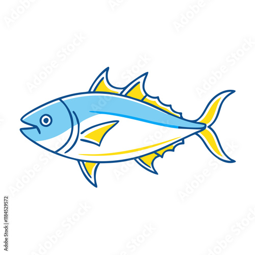 yellowfin tuna vector icon, fish vector illustration - simple illustration of yellowfin tuna perfect for logos, and fish - themed designs. photo