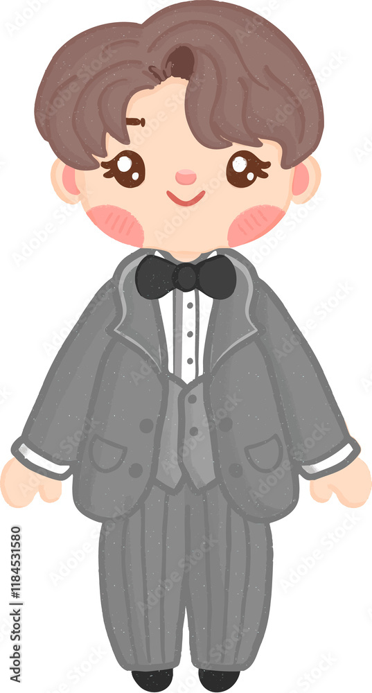 stylish groom wearing tuxedo illustration stylish groom wearing tuxedo illustration