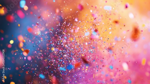 colorful confetti explosion, isolated background, festive and joyful, vibrant colors, high-energy composition, celebratory atmosphere, party vibe photo