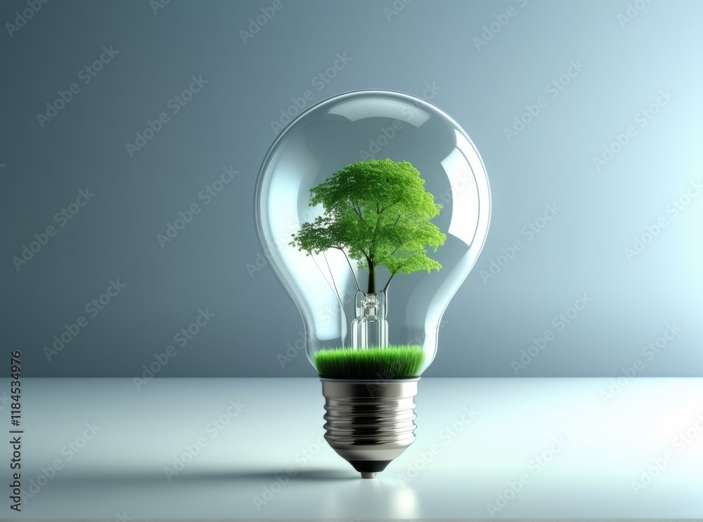 Light bulb filled with greenery symbolizes the harmony between nature and technology at a creative design exhibition Light bulb filled with greenery symbolizes the harmony between nature and technology at a creative design exhibition
