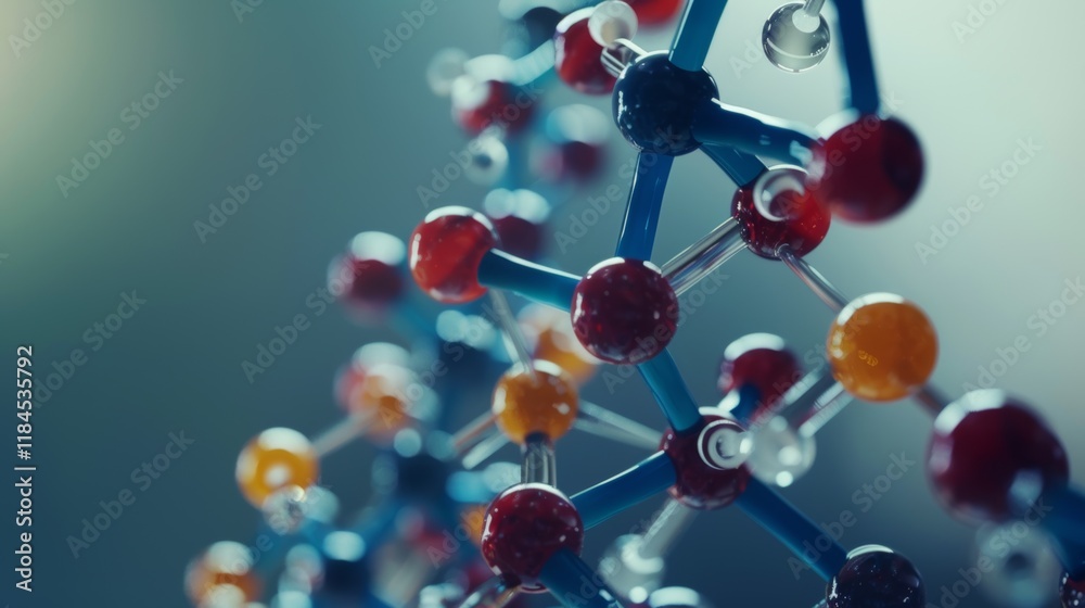 Abstract molecular structure with, DNA, atoms, and neurons representing science and technology Abstract molecular structure with, DNA, atoms, and neurons representing science and technology