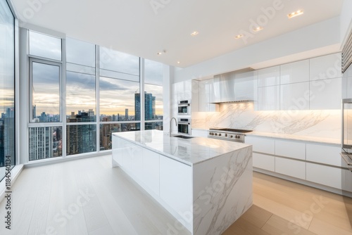 Wallpaper Mural A modern kitchen being upgraded with smart appliances and marble countertops, with workers installing the final touches Torontodigital.ca