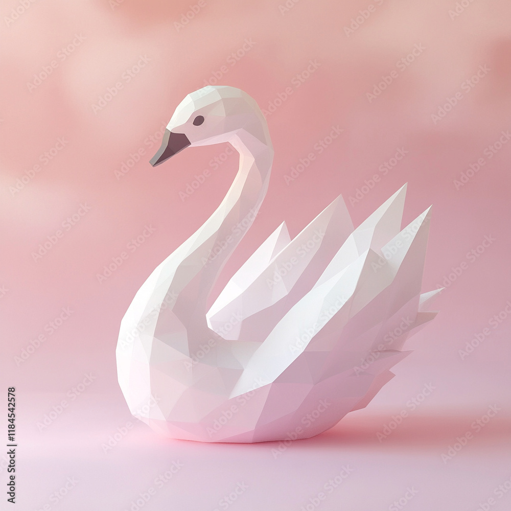 Fototapeta premium Geometric Swan clay cute illustration