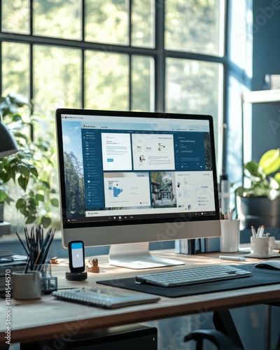 Wallpaper Mural Interactive web banner mockup on a high-definition monitor in a creative studio Torontodigital.ca