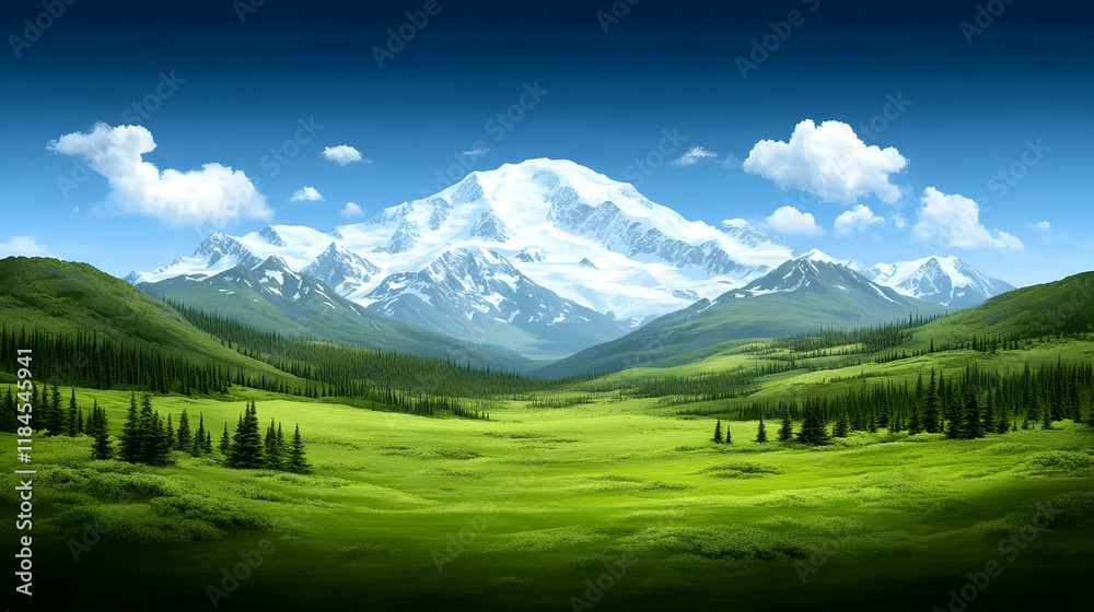 Majestic Mountain Landscape Illustration Majestic Mountain Landscape Illustration