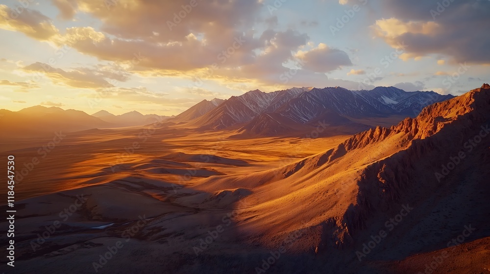 Naklejka premium Golden hour over majestic mountains