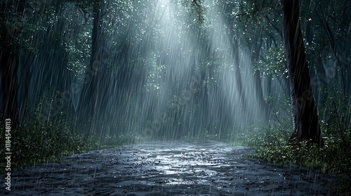 Rainy Forest Path: A Moody, Atmospheric Landscape